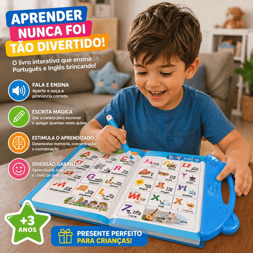 Livro Interativo Fala & Aprende - Português e Inglês 🇧🇷🇺🇸