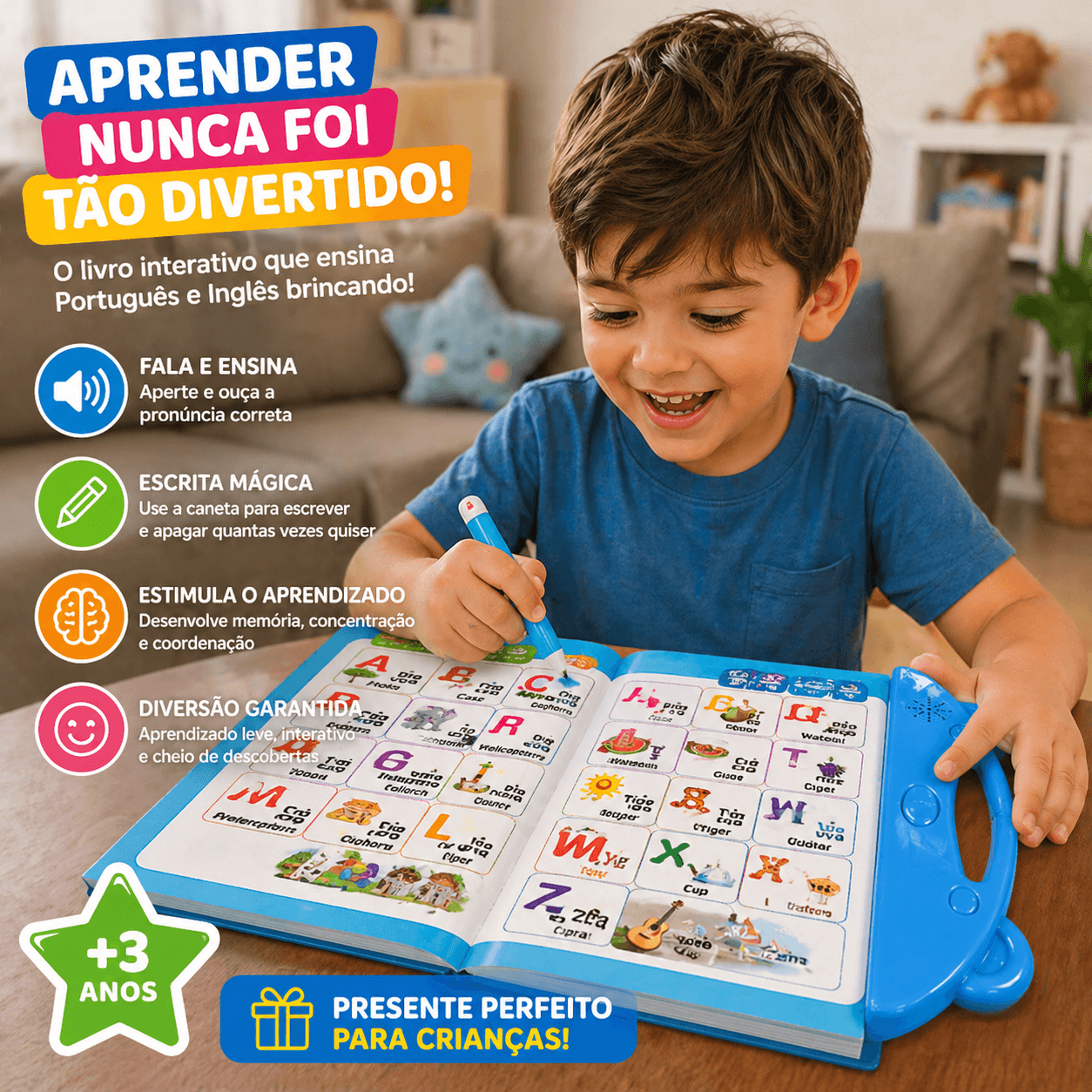 Livro Interativo Fala & Aprende - Português e Inglês 🇧🇷🇺🇸