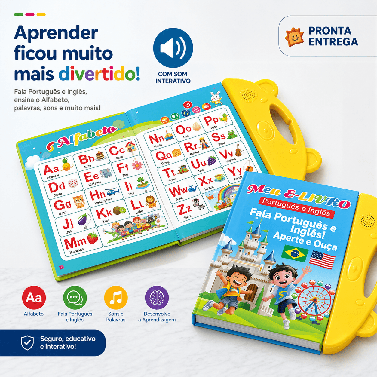 Livro Interativo Fala & Aprende - Português e Inglês 🇧🇷🇺🇸