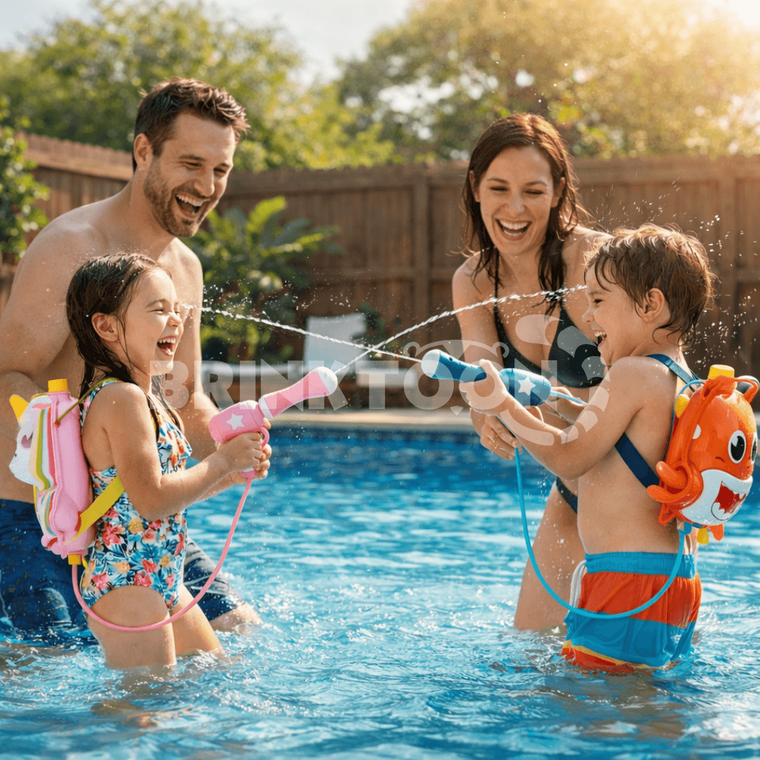 AquaBlast Brinktoon™ - Mochila com Lançador de Água Infantil