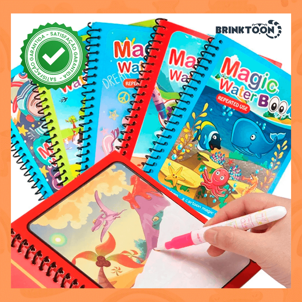 Kit 3 Livros Encantados Brinktoon™ – Pinte com Água, Reutilize Sempre e Diga Adeus à Bagunça!