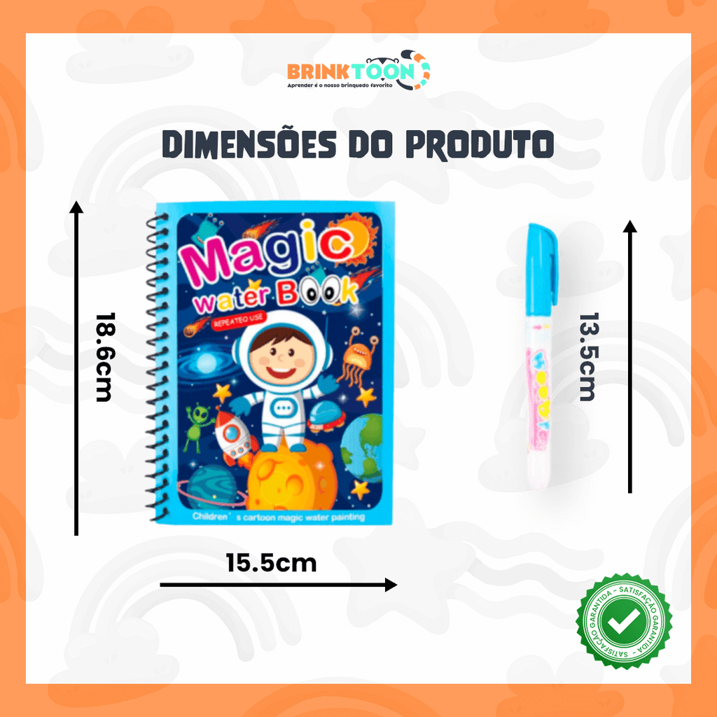 Kit 3 Livros Encantados Brinktoon™ – Pinte com Água, Reutilize Sempre e Diga Adeus à Bagunça!