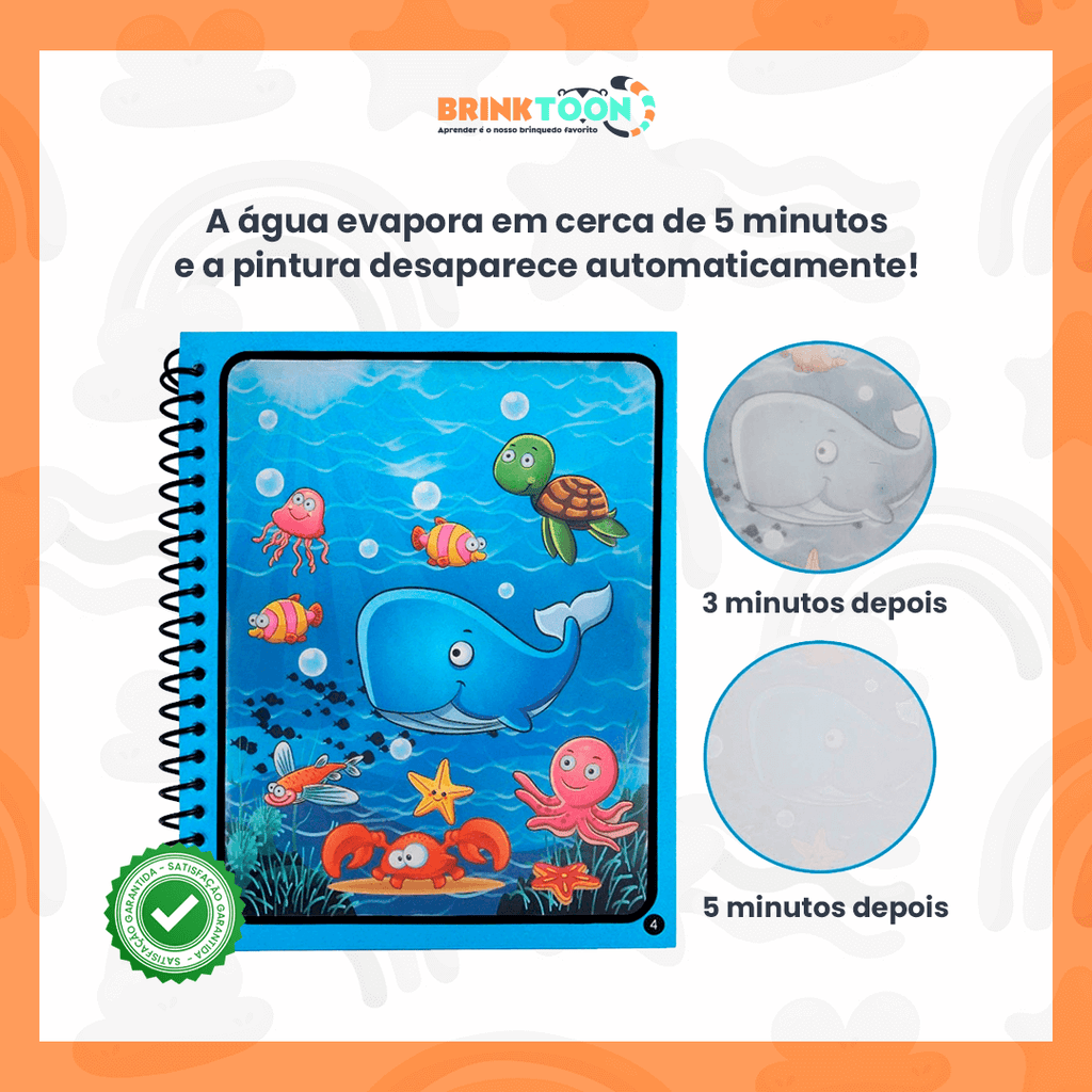 Kit 3 Livros Encantados Brinktoon™ – Pinte com Água, Reutilize Sempre e Diga Adeus à Bagunça!