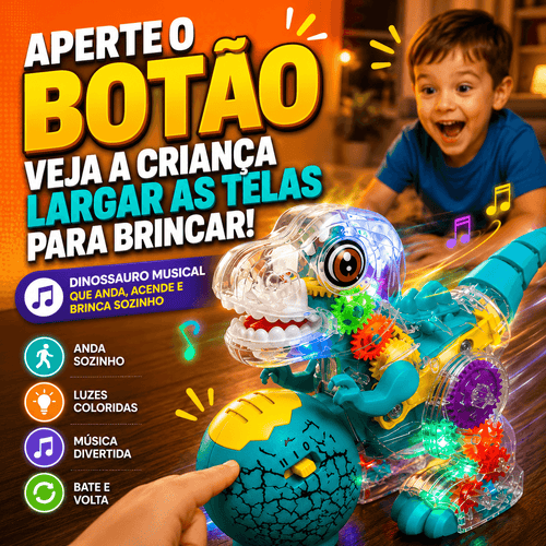 Dinobô Interativo Brinktoon™ – Aperte o Botão e Veja a Criança Largar as Telas para Brincar 🦖