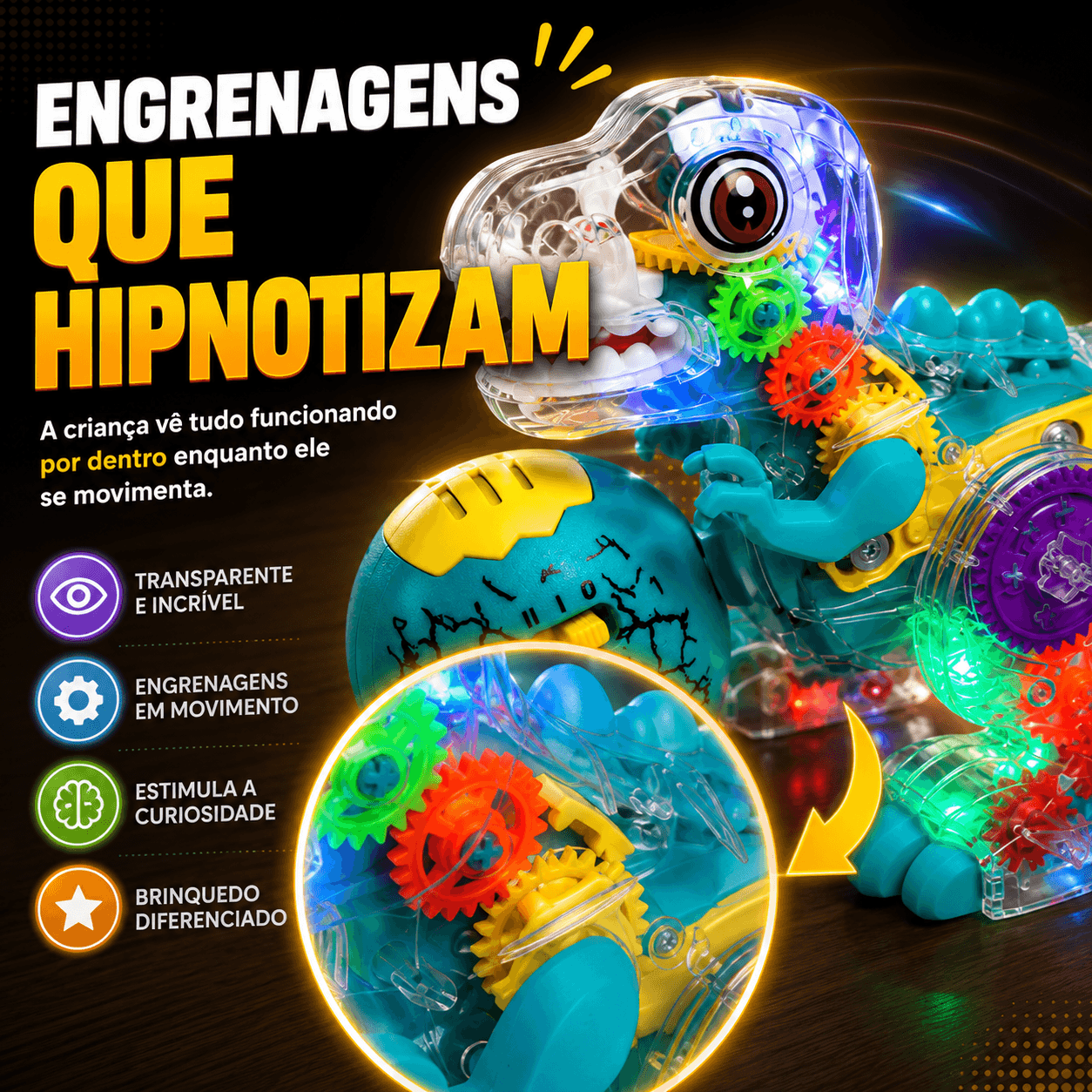Dinobô Interativo Brinktoon™ – Aperte o Botão e Veja a Criança Largar as Telas para Brincar 🦖