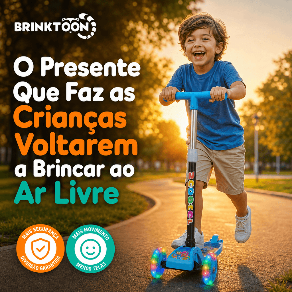 FlashRide Brinktoon™ - O Patinete de 3 Rodas com Rodas de LED